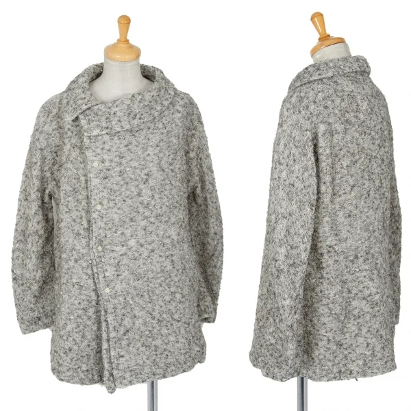 ワイズY's デザイン編みニットジャケット グレー1 K-87474_001