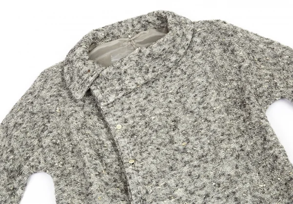 ワイズY's デザイン編みニットジャケット グレー1 K-87474_003