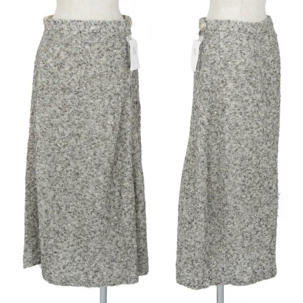 ワイズY's デザイン編みニットスカート グレー1 K-87475_001