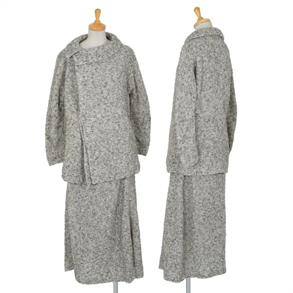 ワイズY's デザイン編みニットスカート グレー1 K-87475_010