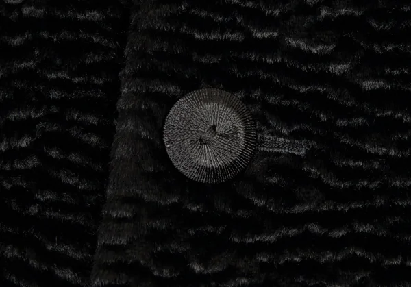 コムデギャルソンCOMME des GARCONSシンセティックファー切替ラウンドカラーダブルコート 黒M K-87488_004