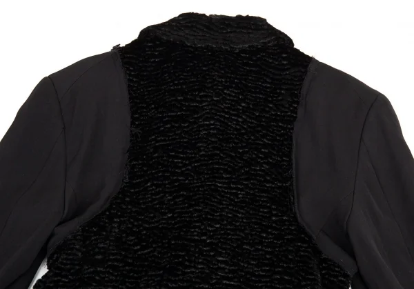 コムデギャルソンCOMME des GARCONSシンセティックファー切替ラウンドカラーダブルコート 黒M K-87488_016