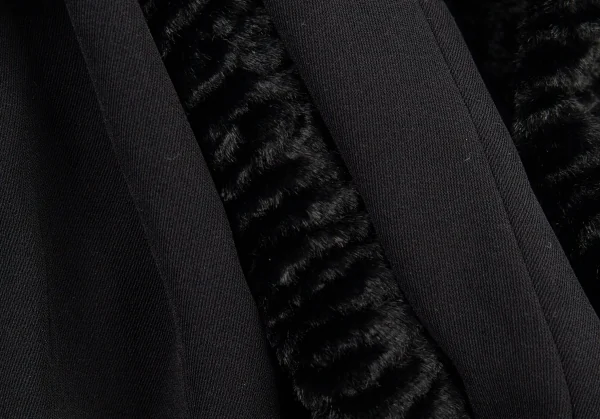 コムデギャルソンCOMME des GARCONSシンセティックファー切替ラウンドカラーダブルコート 黒M K-87488_017