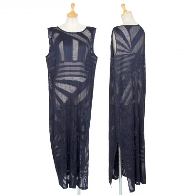 プリーツプリーズPLEATS PLEASE メッシュ切替ノースリーブワンピース