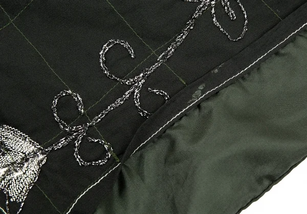 ジュンヤワタナベマンピンク コムデギャルソンJUNYA WATANABE MAN PINK COMME des GARCONS フロント異素材切替刺繍タンクトップ 黒深緑S K-87533_010