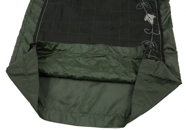 ジュンヤワタナベマンピンク コムデギャルソンJUNYA WATANABE MAN PINK COMME des GARCONS フロント異素材切替刺繍タンクトップ 黒深緑S K-87533_011