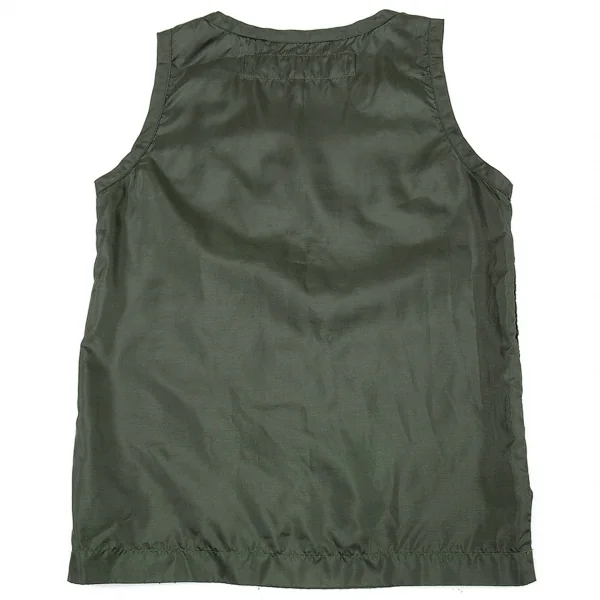 ジュンヤワタナベマンピンク コムデギャルソンJUNYA WATANABE MAN PINK COMME des GARCONS フロント異素材切替刺繍タンクトップ 黒深緑S K-87533_012