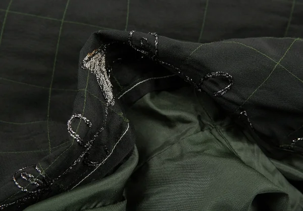 ジュンヤワタナベマンピンク コムデギャルソンJUNYA WATANABE MAN PINK COMME des GARCONS フロント異素材切替刺繍タンクトップ 黒深緑S K-87533_013