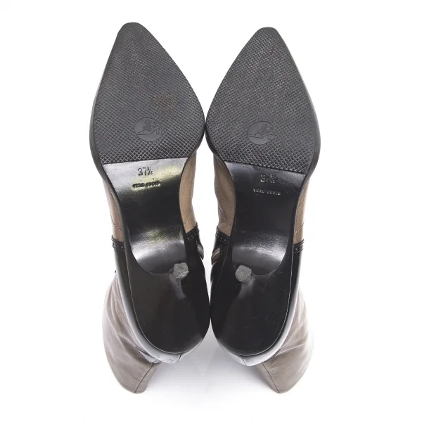 ミュウミュウmiumiu カッティングレザーブーツ モカ37.5(24) K-87546_007