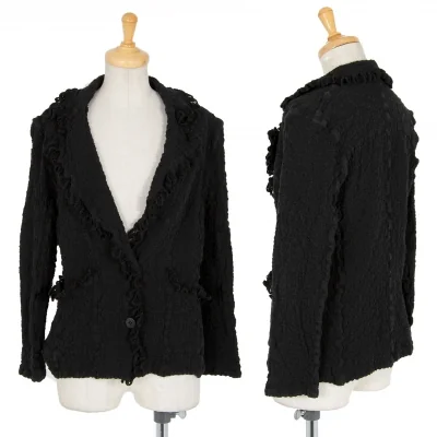 イッセイミヤケ ミーISSEY MIYAKE me レース装飾カリフラワージャケット 黒