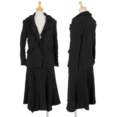 イッセイミヤケ ミーISSEY MIYAKE me レース装飾カリフラワーセットアップ 黒