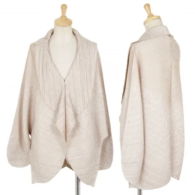 イッセイミヤケ エーポックISSEY MIYAKE A-POC ジャガードプリーツショールカラージャケット ベージュ