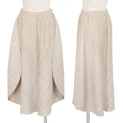 イッセイミヤケ エーポックISSEY MIYAKE A-POC ジャガードプリーツ変形スカート ベージュ