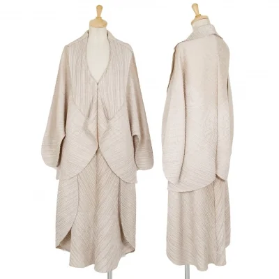 イッセイミヤケ エーポックISSEY MIYAKE A-POC ジャガードプリーツセットアップ ベージュ