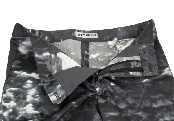 イッセイミヤケ ISSEY MIYAKE プリント裾ジップストレッチテーパードパンツ グレー3 K-87604_004