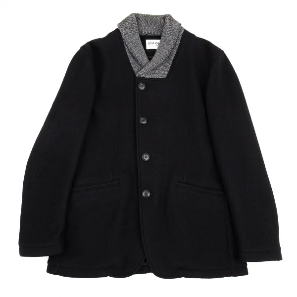アルマーニ コレッツォーニ ARMANI COLLEZIONI ショールカラーウールジップジャケット 黒52 K-87607_001