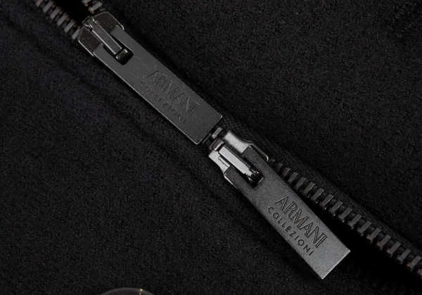 アルマーニ コレッツォーニ ARMANI COLLEZIONI ショールカラーウールジップジャケット 黒52 K-87607_010