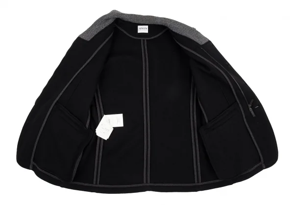 アルマーニ コレッツォーニ ARMANI COLLEZIONI ショールカラーウールジップジャケット 黒52 K-87607_011