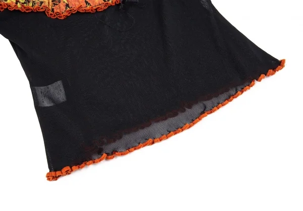 ジャンポールゴルチエ ファムJean Paul GAULTIER FEMME フラワープリントパワーネットギャザートップス 黒他40 K-87641_007