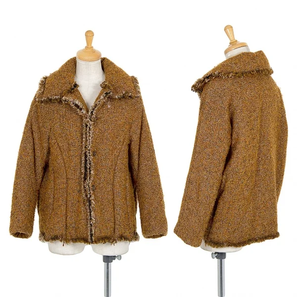 ジュンヤワタナベ コムデギャルソンJUNYA WATANABE COMME des GARCONS フリンジツイード中綿ジャケット 茶S K-87650_001