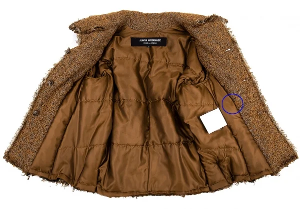 ジュンヤワタナベ コムデギャルソンJUNYA WATANABE COMME des GARCONS フリンジツイード中綿ジャケット 茶S K-87650_010