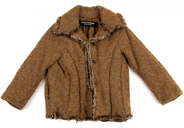 ジュンヤワタナベ コムデギャルソンJUNYA WATANABE COMME des GARCONS フリンジツイード中綿ジャケット 茶S K-87650_002