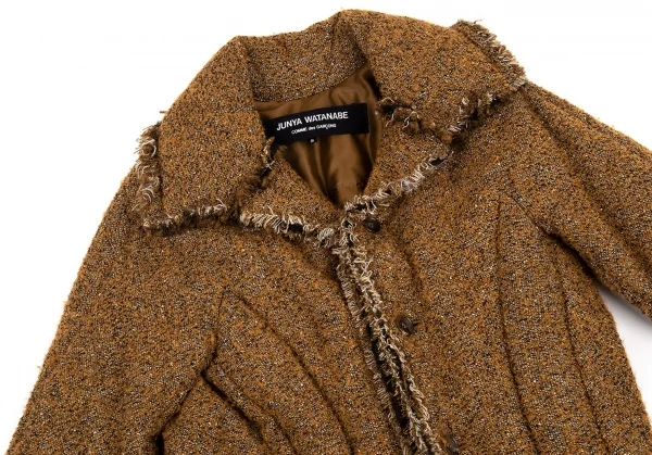ジュンヤワタナベ コムデギャルソンJUNYA WATANABE COMME des GARCONS フリンジツイード中綿ジャケット 茶S K-87650_003