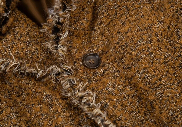 ジュンヤワタナベ コムデギャルソンJUNYA WATANABE COMME des GARCONS フリンジツイード中綿ジャケット 茶S K-87650_005
