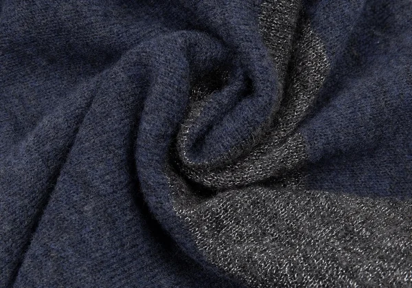 ドリスヴァンノッテンDRIES VAN NOTEN ラメ切替変形スリーブニット 紺S K-87652_011