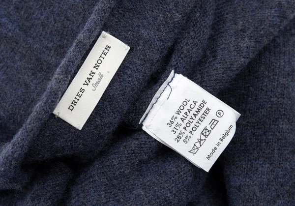 ドリスヴァンノッテンDRIES VAN NOTEN ラメ切替変形スリーブニット 紺S K-87652_012
