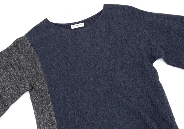 ドリスヴァンノッテンDRIES VAN NOTEN ラメ切替変形スリーブニット 紺S K-87652_003