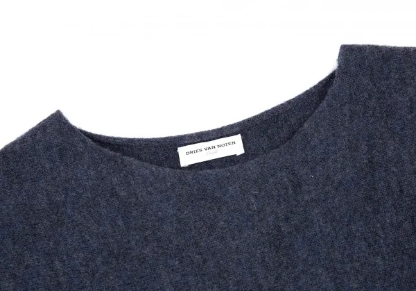 ドリスヴァンノッテンDRIES VAN NOTEN ラメ切替変形スリーブニット 紺S K-87652_004