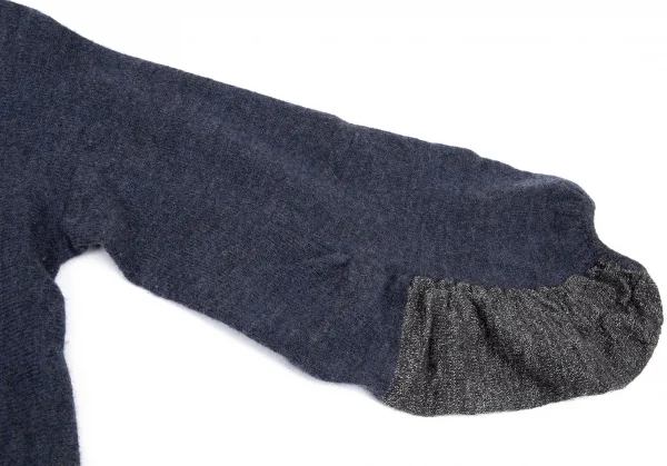 ドリスヴァンノッテンDRIES VAN NOTEN ラメ切替変形スリーブニット 紺S K-87652_006