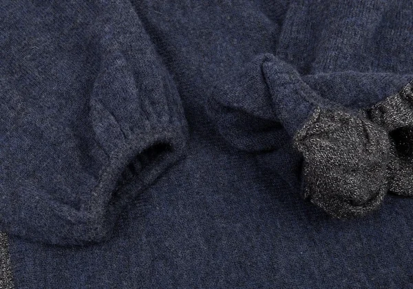 ドリスヴァンノッテンDRIES VAN NOTEN ラメ切替変形スリーブニット 紺S K-87652_007