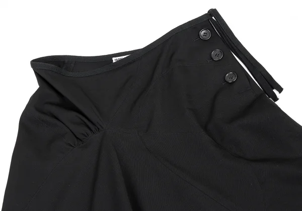イッセイミヤケISSEY MIYAKE ウールギャバ切替デザインアシンメトリースカート 黒3 K-87657_004