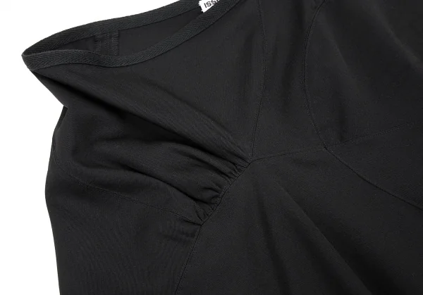 イッセイミヤケISSEY MIYAKE ウールギャバ切替デザインアシンメトリースカート 黒3 K-87657_005