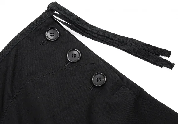 イッセイミヤケISSEY MIYAKE ウールギャバ切替デザインアシンメトリースカート 黒3 K-87657_006