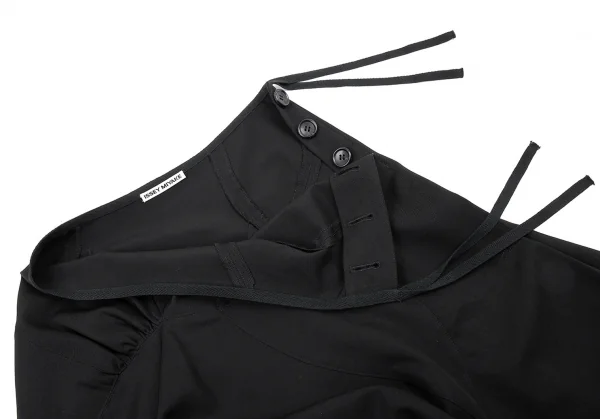 イッセイミヤケISSEY MIYAKE ウールギャバ切替デザインアシンメトリースカート 黒3 K-87657_007