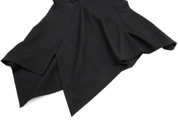 イッセイミヤケISSEY MIYAKE ウールギャバ切替デザインアシンメトリースカート 黒3 K-87657_008