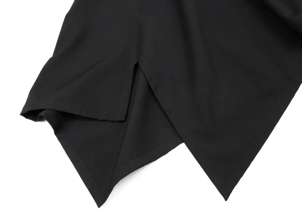 イッセイミヤケISSEY MIYAKE ウールギャバ切替デザインアシンメトリースカート 黒3 K-87657_009
