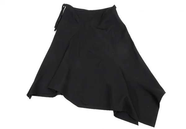 イッセイミヤケISSEY MIYAKE ウールギャバ切替デザインアシンメトリースカート 黒3 K-87657_012