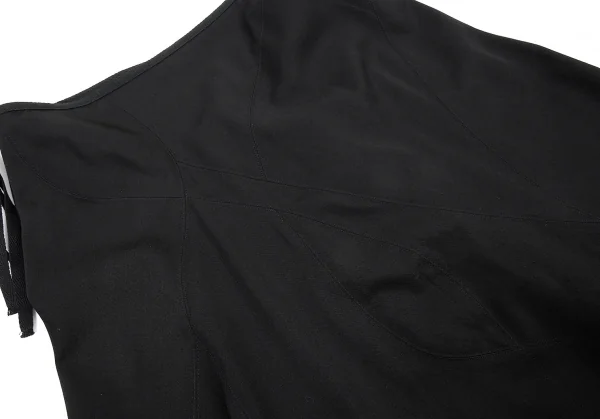 イッセイミヤケISSEY MIYAKE ウールギャバ切替デザインアシンメトリースカート 黒3 K-87657_013