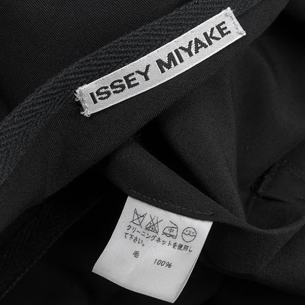 イッセイミヤケISSEY MIYAKE ウールギャバ切替デザインアシンメトリースカート 黒3 K-87657_016