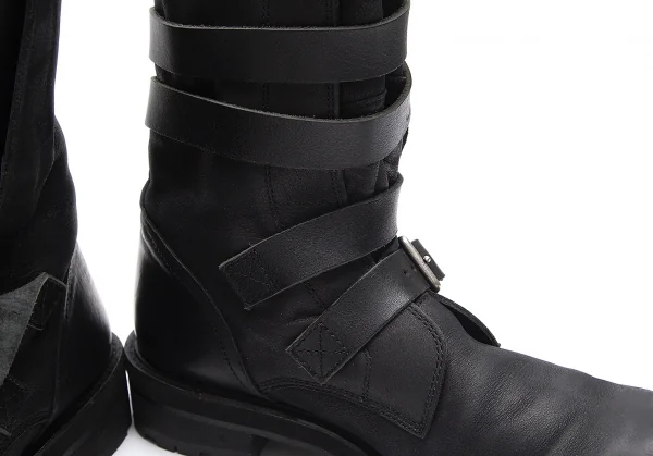 ワイズY's ベルテッドレザーブーツ 黒6(25.5位) K-87672_014