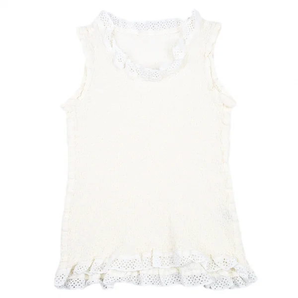 イッセイミヤケ ミーISSEY MIYAKE me レース装飾カリフラワーノースリーブ アイボリーM位 K-87677_002