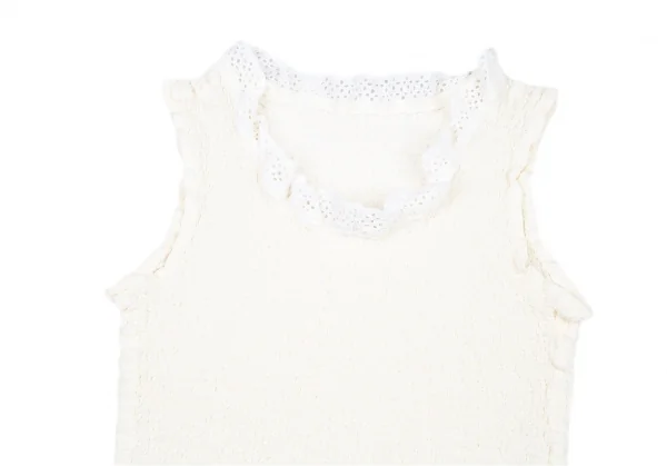 イッセイミヤケ ミーISSEY MIYAKE me レース装飾カリフラワーノースリーブ アイボリーM位 K-87677_003