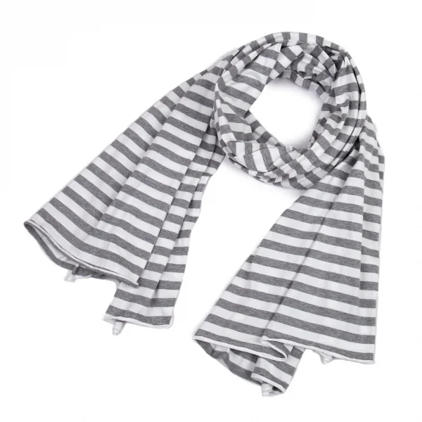 コムデギャルソンCOMME des GARCONS ボーダーカットソー地ストール 白グレー K-87748_001