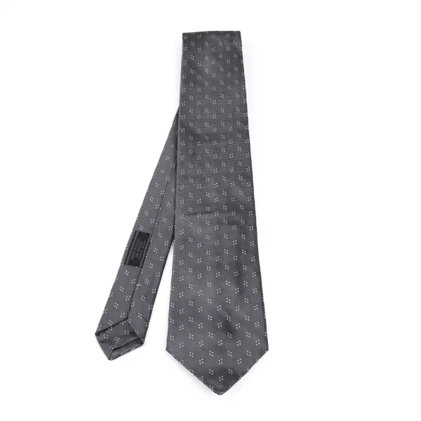 プラダPRADA シルク点柄ネクタイ グレー K-87752_001