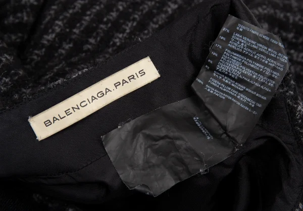 バレンシアガBALENCIAGA ツイードアシンメトリーミニスカート 黒40 K-87775_016