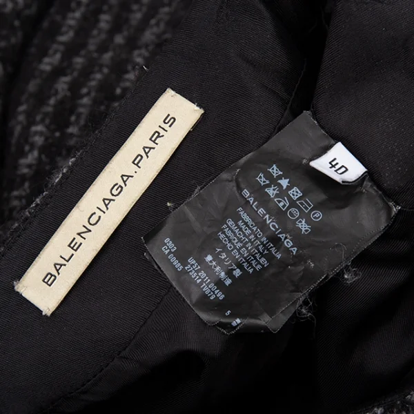 バレンシアガBALENCIAGA ツイードアシンメトリーミニスカート 黒40 K-87775_017
